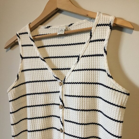 Paper Crane USA Made Tie Hem Wooden Button Down Tank Top - Picture 3 of 15